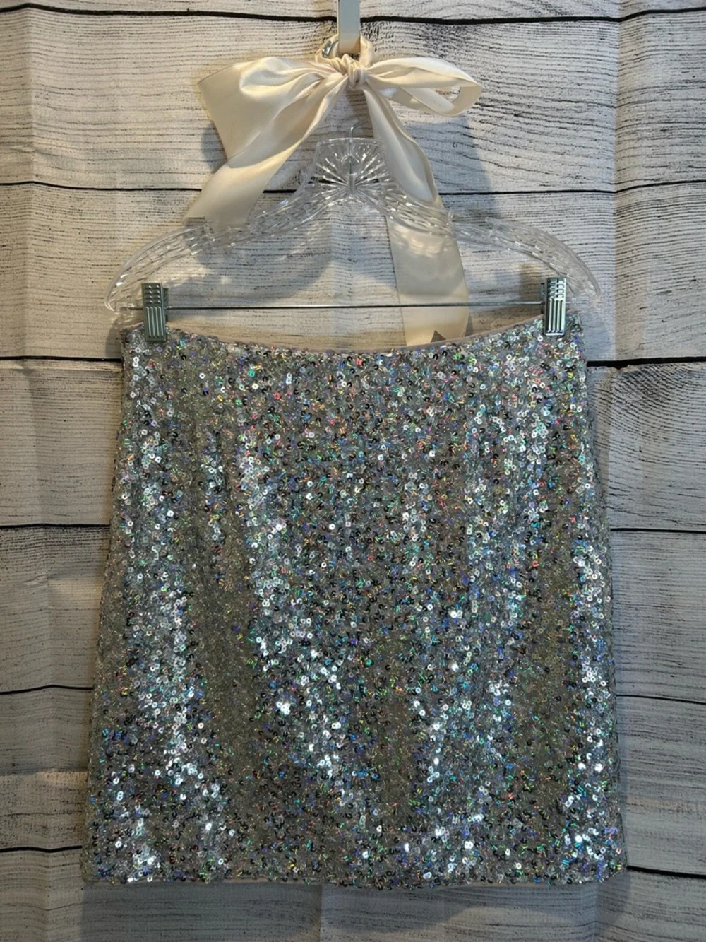 Silver Sequin Mini Skirt - Sparkley - Picture 2 of 8